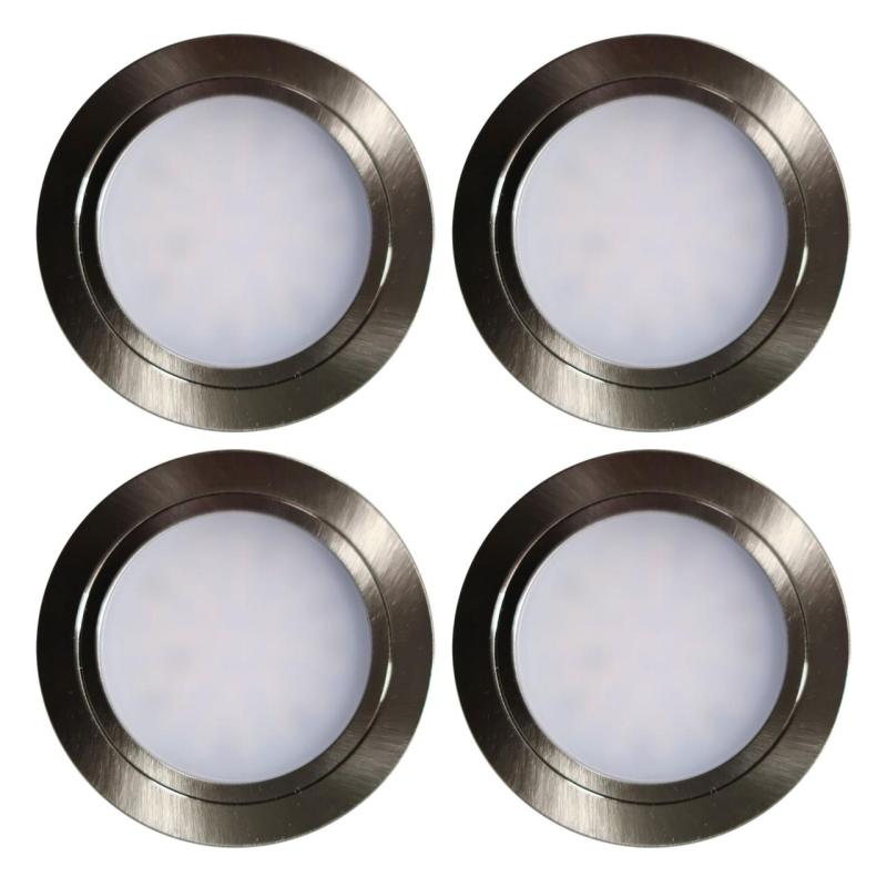 Indux Luma Conjunto de 4 spots LED para cozinha pequena embutida com driver LED, acabamento em aço inoxidável 1208972373
