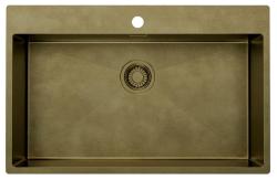 Pure.Sink Luxion Grande pia de bronze antigo PVD 78x50 cm Torneira com encaixe para torneira e prateleira inferior PLX7850T-64