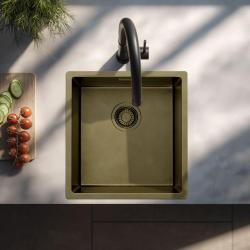 Pure.Sink Luxion PVD Antique Bronze pia 36x40 cm para encastrar, embutir e sobrepor  com prateleira inferior PLX3640-64