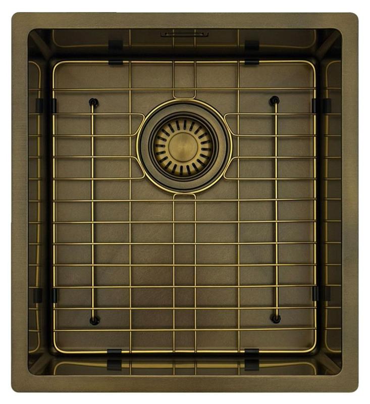 Pure.Sink Luxion PVD Antique Bronze pia 36x40 cm para encastrar, embutir e sobrepor  com prateleira inferior PLX3640-64