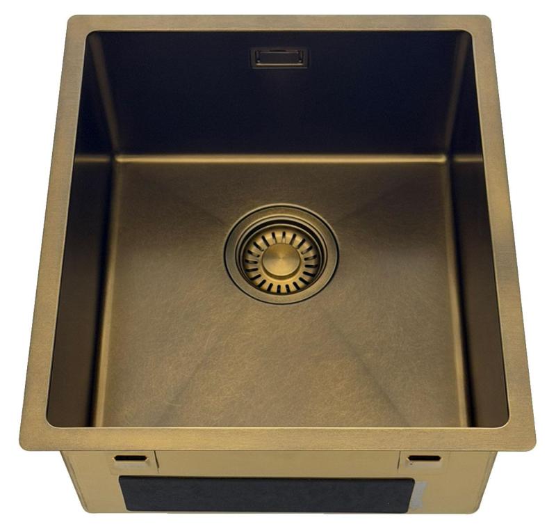 Pure.Sink Luxion PVD Antique Bronze pia 36x40 cm para encastrar, embutir e sobrepor  com prateleira inferior PLX3640-64