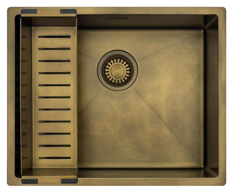 Pure.Sink Luxion PVD Antique Bronze pia 50x40 cm para instalação embutida, encastrada e sobreposta com prateleira inferior PLX5040-64