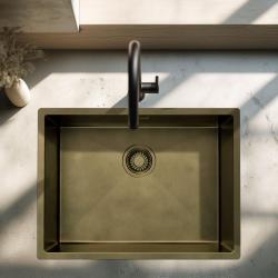 Pure.Sink Luxion PVD Antique Bronze pia 55x40 cm para encastrar, embutir ou sobrepor  com prateleira inferior PLX5540-64