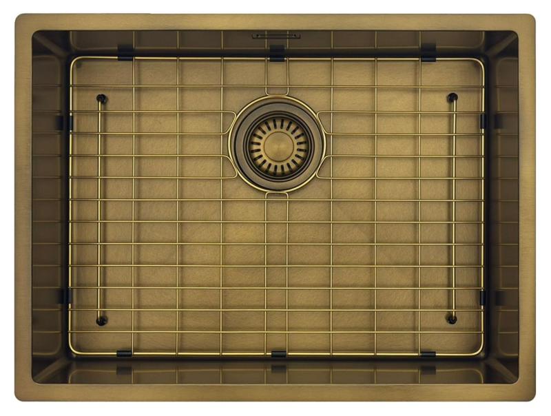 Pure.Sink Luxion PVD Antique Bronze pia 55x40 cm para instalação embutida, encastrada ou sobreposta  com prateleira inferior PLX5540-64