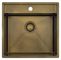 Pure.Sink Luxion PVD Antique Bronze pia 51x50 cm Torneira com banco para torneira e prateleira inferior PLX5150T-64