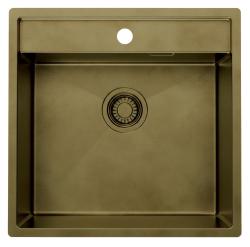 Pure.Sink Luxion PVD Antique Bronze pia 51x50 cm Torneira com orifício para torneira e prateleira inferior PLX5150T-64