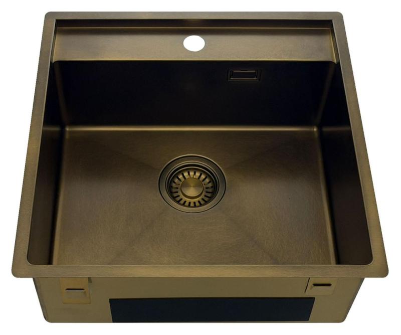 Pure.Sink Luxion PVD Antique Bronze pia 51x50 cm Torneira com banco para torneira e prateleira inferior PLX5150T-64
