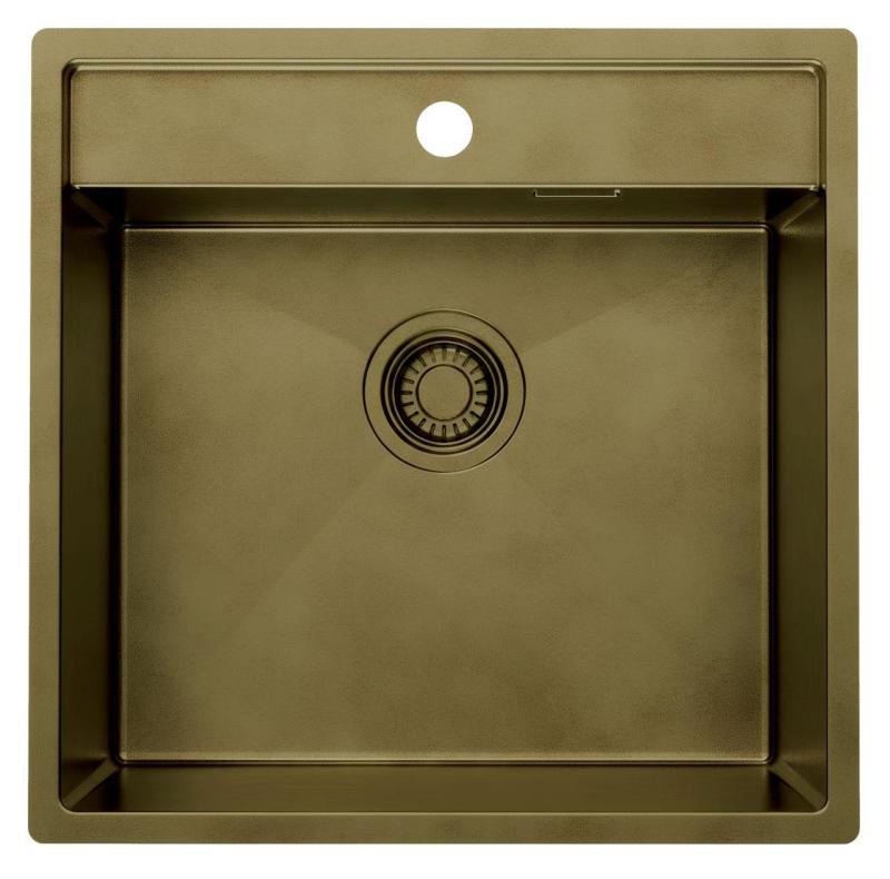 Pure.Sink Luxion PVD Antique Bronze pia 51x50 cm Torneira com orifício para torneira e prateleira inferior PLX5150T-64