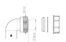 Pure.Sink Kit de cotovelo de sifão do Reino Unido com porca e juntas 40 mm WSTSUK-32
