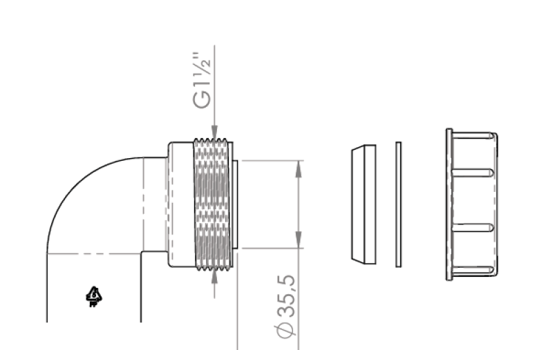 Pure.Sink Kit de cotovelo de sifão do Reino Unido com porca e juntas 40 mm WSTSUK-32
