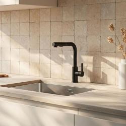 Graniteland Celeste Torneira de cozinha preta com bico extraível e chuveiro de mão com dupla função 1208972454