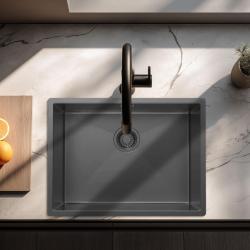 Pure.Sink Luxion Pia em metal cinza 55x40 cm para encastrar 1208972455