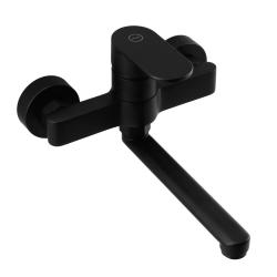 Aquanello Casa Torneira de cozinha de parede com alavanca única, preta, com bico de 20 cm BL-1420-CS