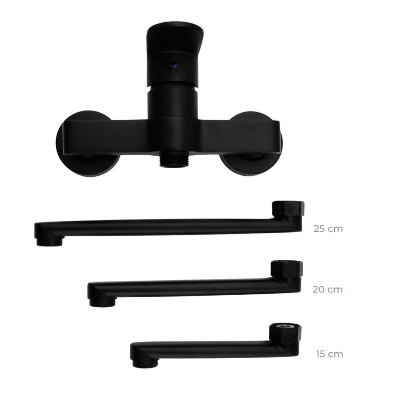 Aquanello Casa Single-lever Kitchen Wall Faucet Black with 20 cm spout BL-1420-CS