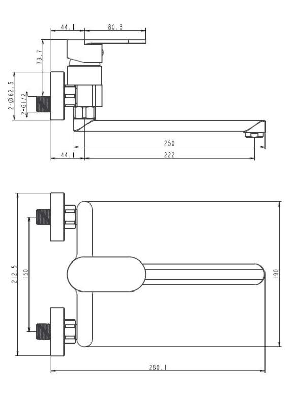 Aquanello Casa Torneira de cozinha de um cabo cromada com bico de 25 cm CR-1425-CS