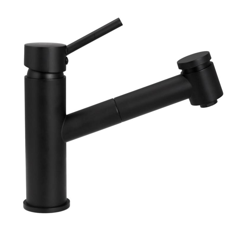 Aquanello Voss Kitchen mixer tap Black with pull-out spout and spray function BL-7200-VS