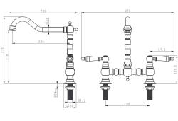 Aquanello Heritage Manor Torneira de cozinha clássica com design nostálgico em aço inoxidável e manípulo branco NB-0010-HM