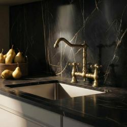Aquanello Heritage Ascot Torneira de cozinha clássica com design nostálgico em bronze e manípulos em cruz BN-4001-HA