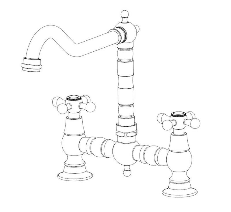 Aquanello Heritage Ascot Torneira de cozinha clássica com design nostálgico, cromada e com manípulos em cruz CR-4001-HA