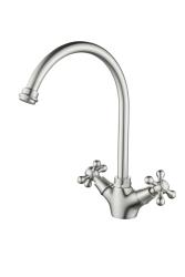 Aquanello Heritage Ascot Torneira de cozinha clássica e nostálgica em aço inoxidável com bico redondo NB-4003-HA