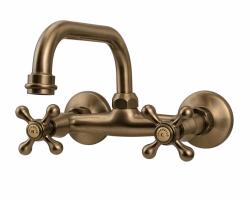 Aquanello Heritage Ascot Torneira de cozinha clássica de parede com bico superior em bronze BN-4110-HA