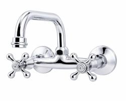 Aquanello Heritage Ascot Torneira de cozinha clássica de parede com bico superior, cromada CR-4110-HA