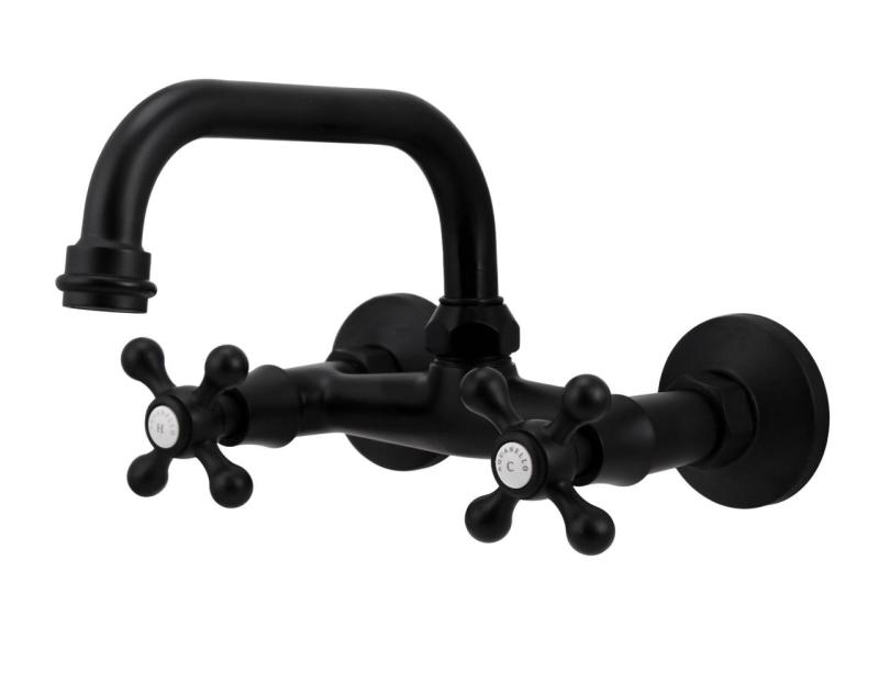 Aquanello Heritage Ascot Classic Kitchen Wall Faucet Top Spout Black BL-4110-HA