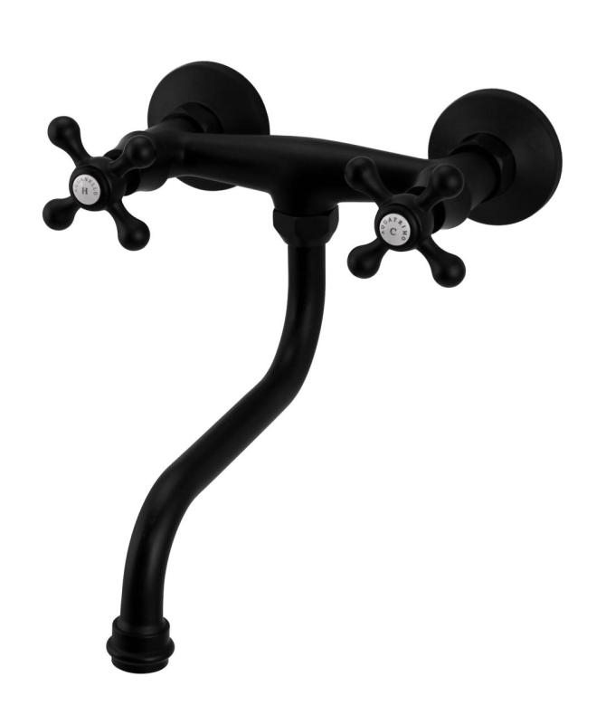 Aquanello Heritage Ascot Classic Kitchen Wall Faucet Black BL-4111-HA