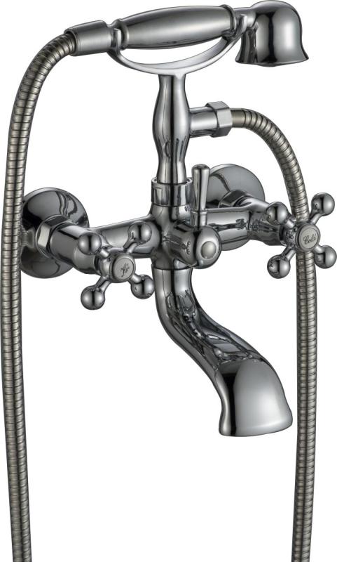 Aquanello Heritage Ascot Torneira clássica para banheira com botões estrela em aço inoxidável, incluindo chuveiro de mão NB-3002-HA