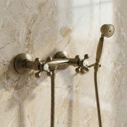 Aquanello Heritage Ascot Conjunto clássico de torneira de chuveiro com botões estrela em bronze, incluindo chuveiro de mão BN-2002-HA