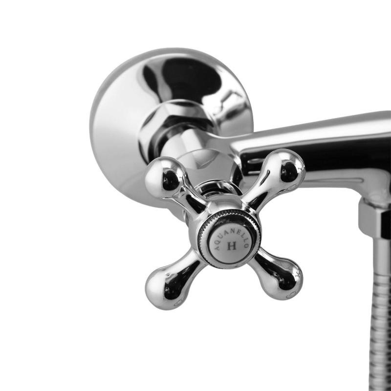 Aquanello Heritage Ascot Conjunto clássico de torneira de chuveiro com botões estrela cromados, incluindo chuveiro de mão CR-2002-HA