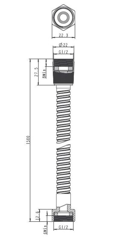 Aquanello Heritage Collection Mangueira de chuveiro  150 cm em aço inoxidável NB-9002-HC