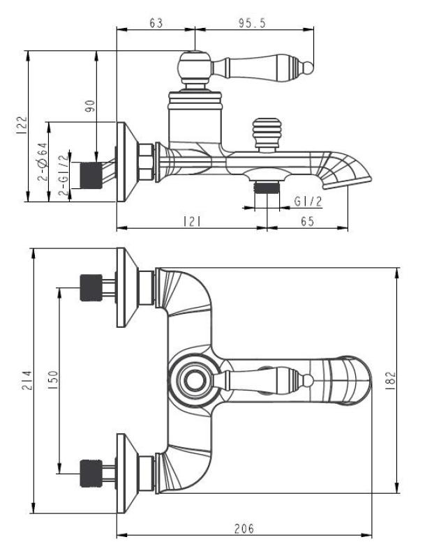 Aquanello Heritage Manor Torneira clássica para banheira Bronze BN-3001-HM
