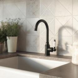 Aquanello Heritage Manor Torneira de cozinha clássica e nostálgica, preta BL-9001-HM