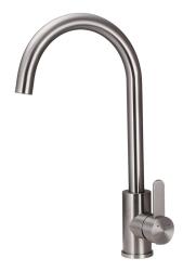 Aquanello Forma Torneira monocomando de cozinha em aço inoxidável maciço com bico redondo SS-1002-FM