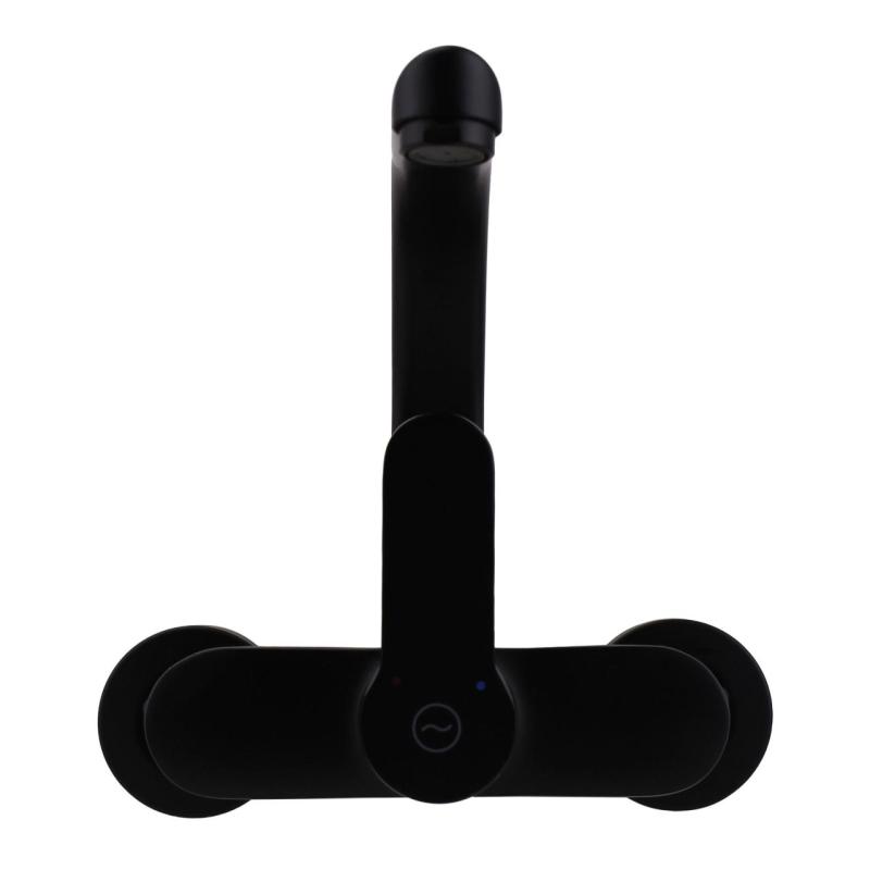 Aquanello Casa Torneira de cozinha de parede com bico superior preto BL-1003-CS