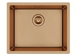 Ausmann Mosel Conjunto combinado Pia PVD Cobre 50x40 cm com Torneira de cozinha, Dispensador de sabão e Tapete enrolável 1208972563