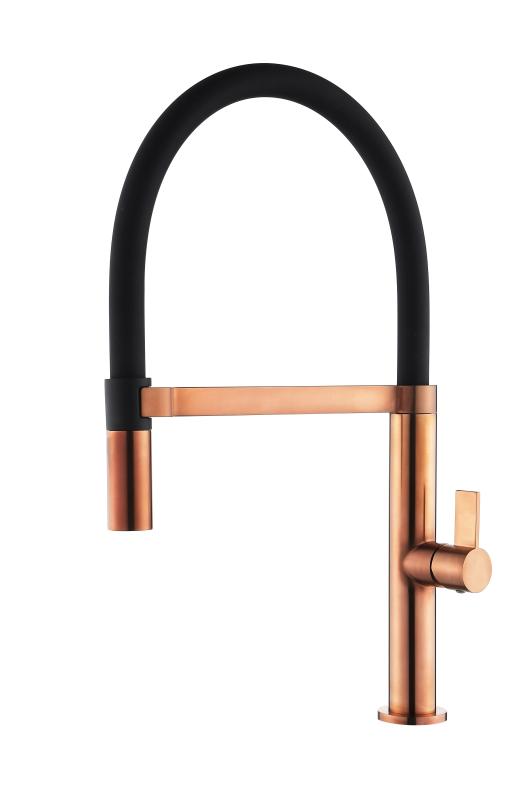 Ausmann Mosel Conjunto combinado Pia PVD Cobre 50x40 cm com Torneira de cozinha, Dispensador de sabão e Tapete enrolável 1208972563