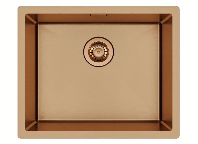 Ausmann Mosel Conjunto combinado Pia PVD Cobre 50x40 cm com Torneira de cozinha, Dispensador de sabão e Tapete enrolável 1208972563