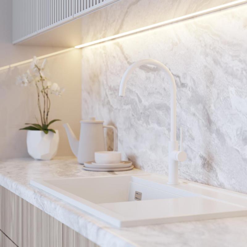 Graniteland Vira Slim Torneira de cozinha branca com bico giratório 1208972621