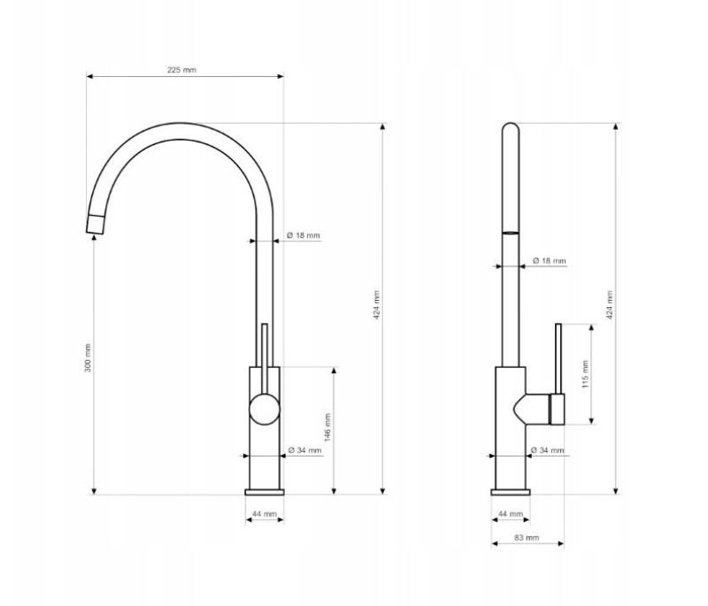 Graniteland Vira Slim Torneira de cozinha Gun Metal com bico giratório 1208972627