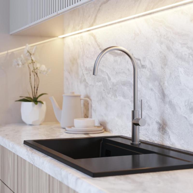 Graniteland Vira Slim Torneira de cozinha em aço inoxidável com bico giratório 1208972628