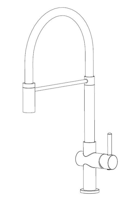 Aquanello Gastro Torneira de cozinha com bico flexível, preta BL-4400-GT