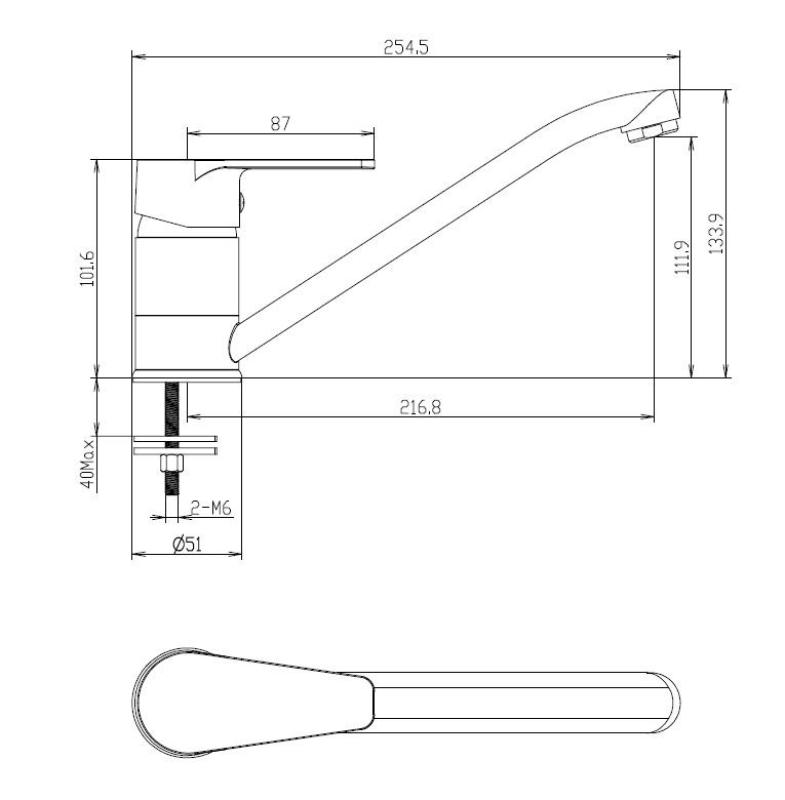 Aquanello Casa Torneira de cozinha de alavanca única, cromada CR-1203-CS