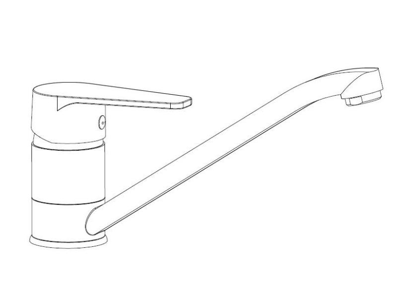 Aquanello Casa Torneira de cozinha de alavanca única, cromada CR-1203-CS