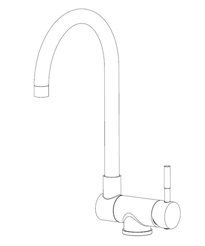 Aquanello Forma Torneira de cozinha de aço inoxidável maciço, rebatível, preta BL-1012-FM