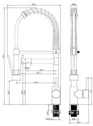 Aquanello Gastro Torneira de cozinha com função de pulverização profissional, preta BL-4402-GT