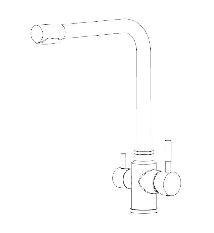 Aquanello Limpia Torneira de cozinha de 3 vias em aço inoxidável maciço, preta, com água filtrada BL-1600-LP