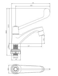 Aquanello Medic Torneira de água fria com manípulo longo cromado CR-1101-MD