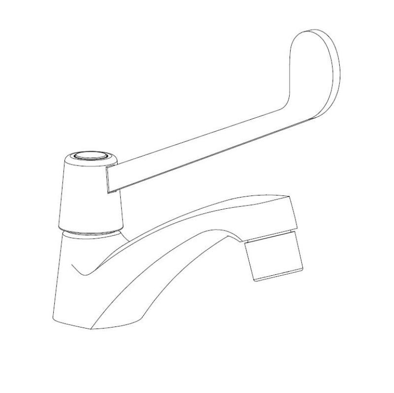 Aquanello Medic Torneira de água fria com manípulo longo cromado CR-1101-MD